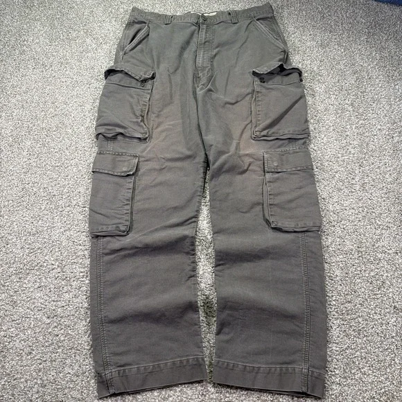 Vintage American Eagle Brown Cargo Pants Faded Y2k Essential Style Baggy 36/31 - Picture 1 of 12